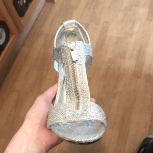 Silver slipper high heels